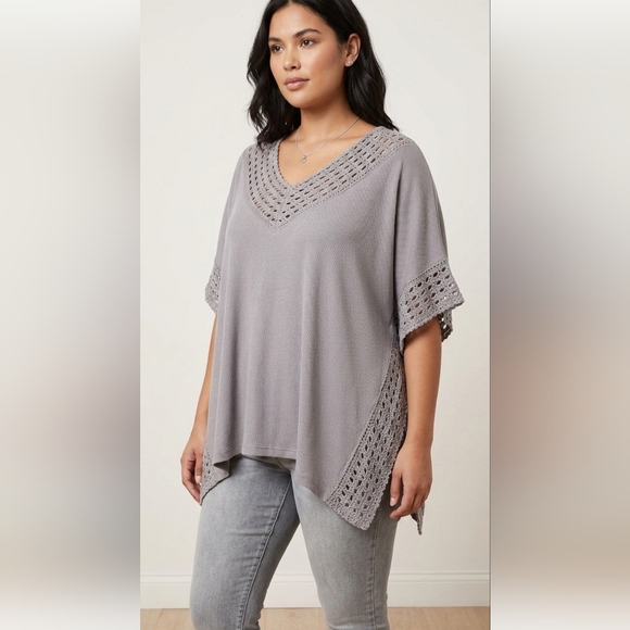 Knox Rose Tops - Knox Rose Taupe Crochet Trim Top NWOT